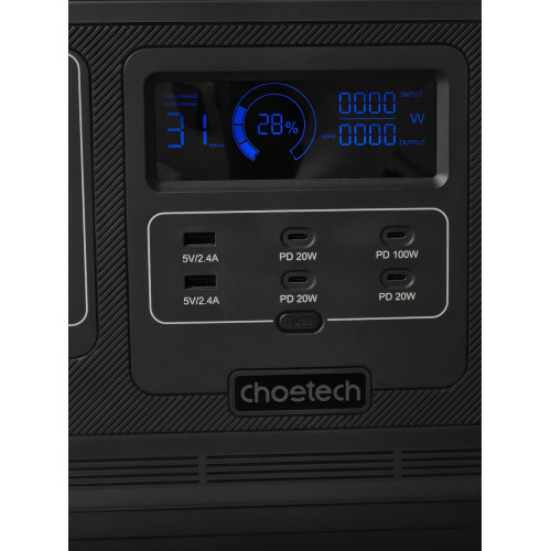 Зарядна станція  Choetech 1200W Type-C/USB/DC/AC black - фото №5